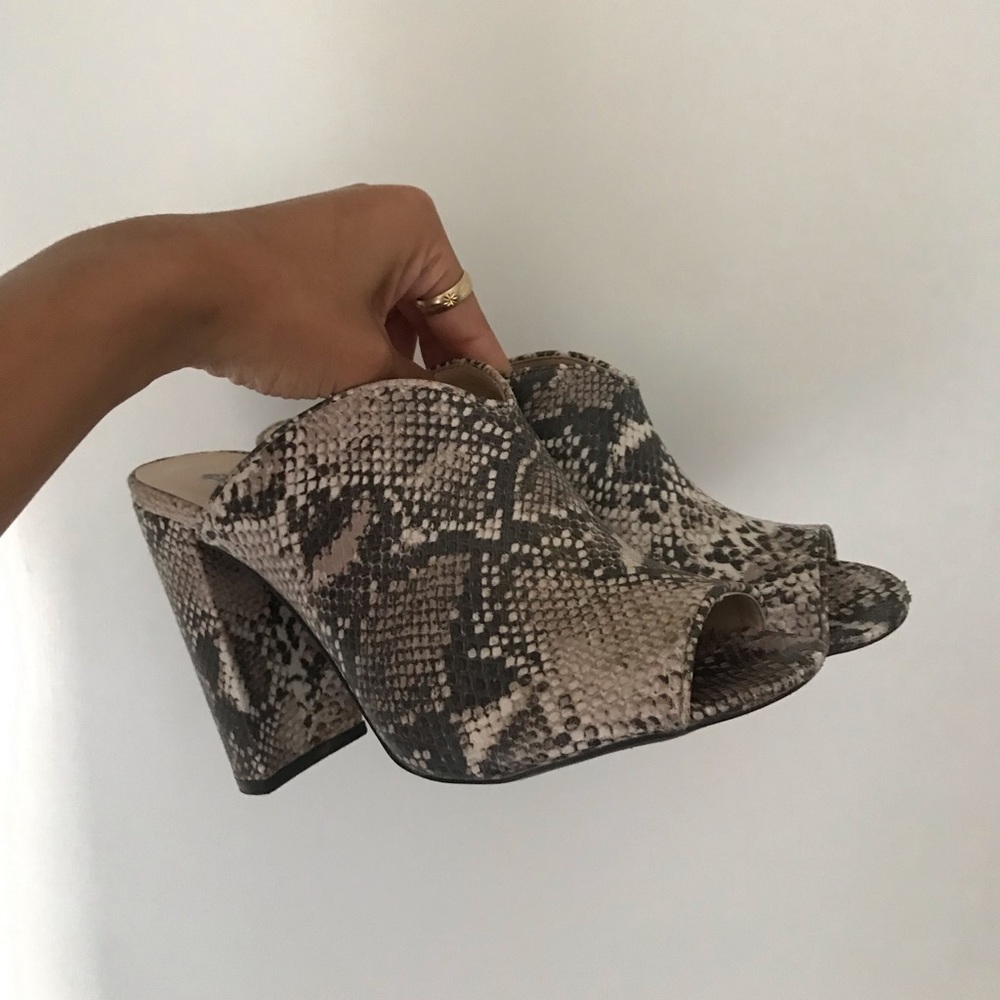 snakeskin mules